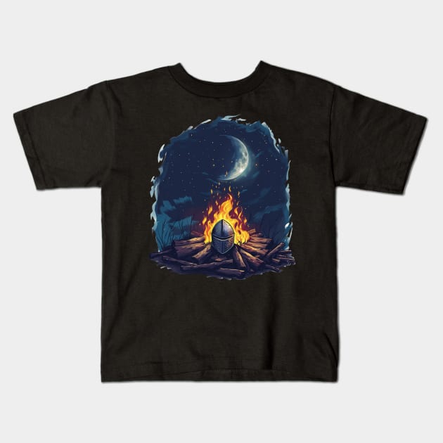 Dark Souls Youthful Years Kids T-Shirt by Skeleton. listening to music